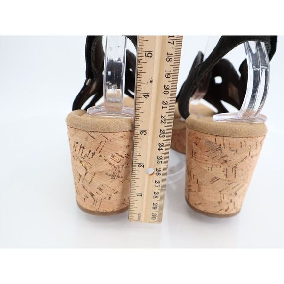 Clarks Giselle Flora Strappy Cork Wedge Heel Platform Sandals Black Size 10M - Picture 6 of 13